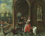 Jan Josef Horemans the Elder Garden with Figures on a Terrace oil painting